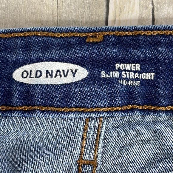 OLD Navy power slim straight mid rise medium wash jeans.  Size 12 short.‎ EUC - Picture 10 of 11